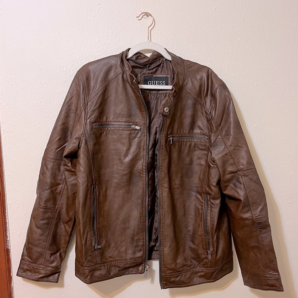 Guess Men's FauxLeather DetachableHood Motorcycle J… Gem